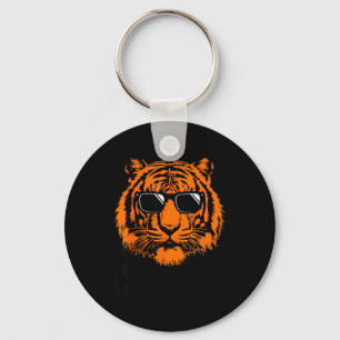 Cool Tiger Sunglasses Graphic Wild Animal Design Keychain