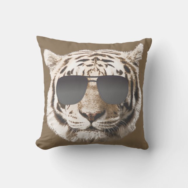Cool Tiger Throw Pillow (Front)