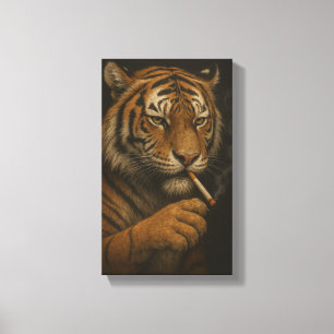 Cool Tiger with a Cigarette Canvas Print