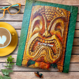 Cool Tiki Time Fun Retro Vintage Hawaii Tropical Jigsaw Puzzle