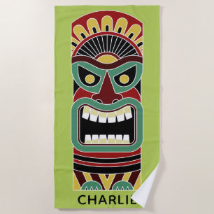 Cool Tiki Totem custom name & colour beach towel 3