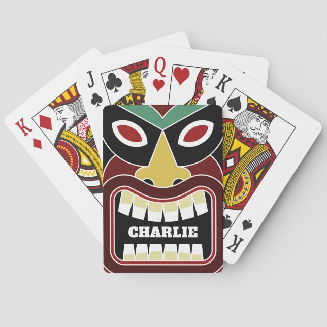 Cool Tiki Totem custom name playing cards (Back)