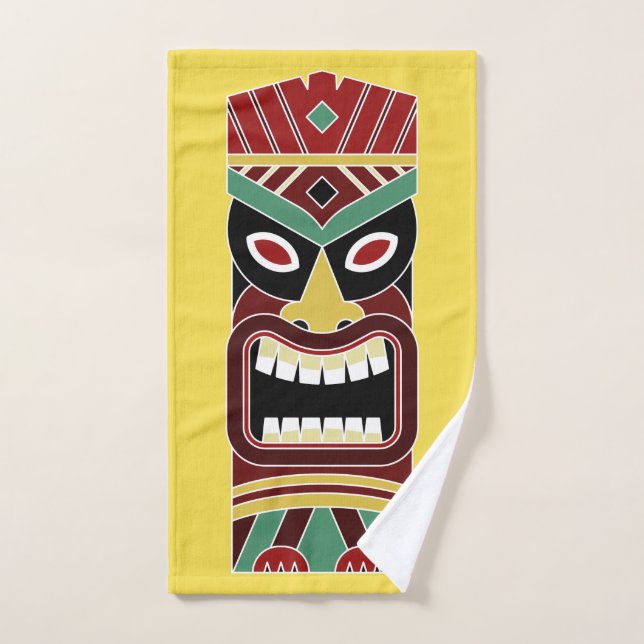 Cool Tiki Totem de couleur personnalisée serviette (Serviette à main)