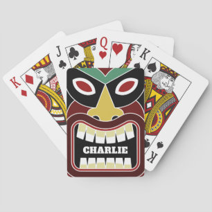 Cool Tiki Totem nom personnalisé jeu de cartes
