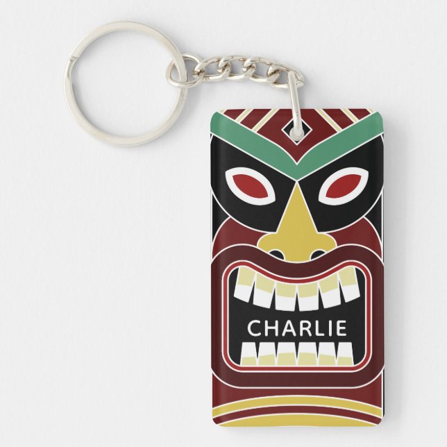 Cool Tiki Totem nom personnalisé porte - clé (Devant)
