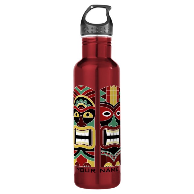 Cool Tiki Totems nom personnalisé bouteilles d'eau (Devant)