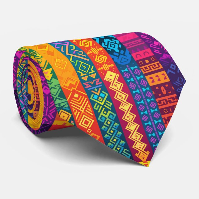 Cool tile Aztec pattern Tie (Rolled)