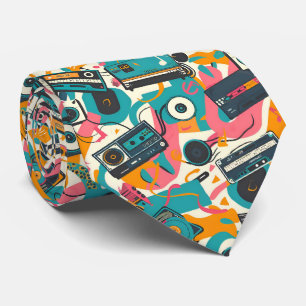 Cool tiled 80s music pattern tie