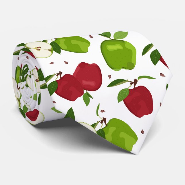 cool tiled apple pattern fruit neck tie  (Rolled)