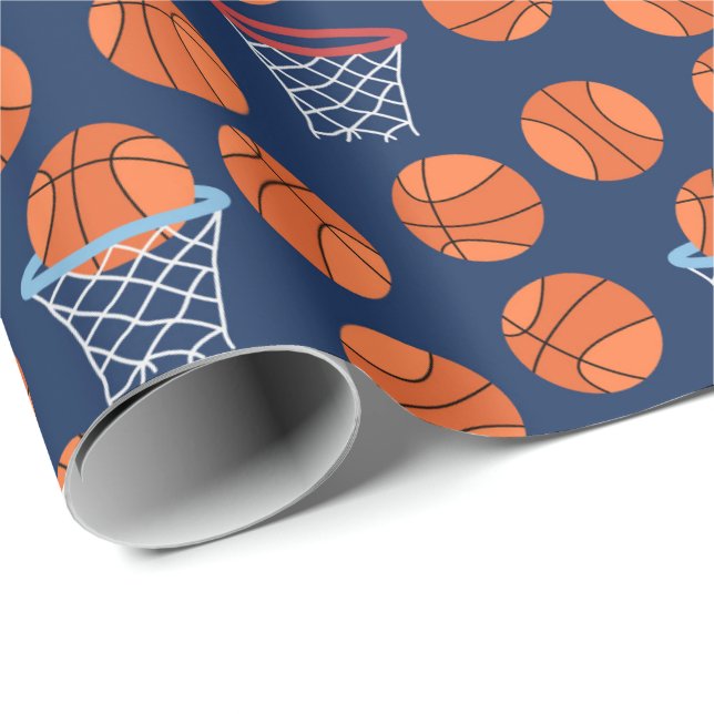 cool tiled basketball sports pattern party wrapping paper (Roll Corner)
