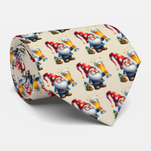 Cool tiled beer gnome pattern tie