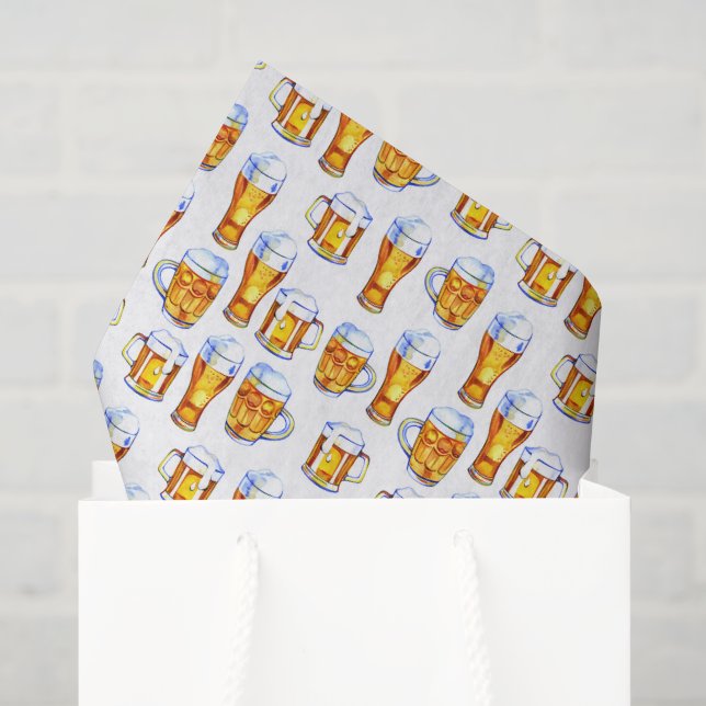 cool tiled beer party pattern  tissue paper (Gift Bag)