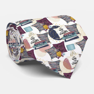 cool tiled book lovers pattern tie