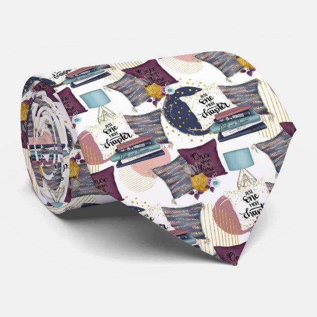 cool tiled book lovers pattern tie (Rolled)