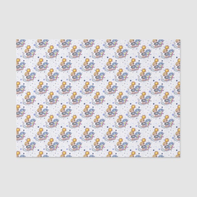 cool tiled boy dolphin beach party  tissue paper (Front)