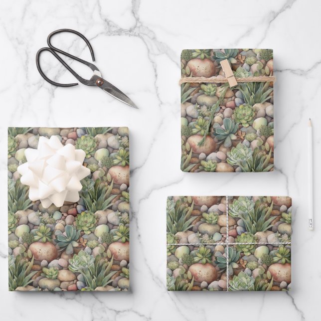 cool tiled cactus pattern party Wrapping  Paper Sheet (Front)