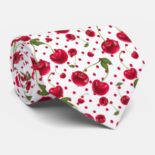 cool tiled cherry fruit pattern neck tie