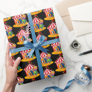 cool tiled circus clown party wrapping paper