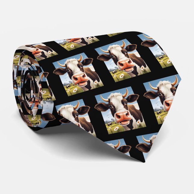 Cool tiled cow lovers  tie (Rolled)