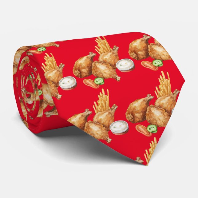 cool tiled fried chicken pattern tie (Rolled)