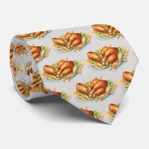 cool tiled fried chicken pattern tie