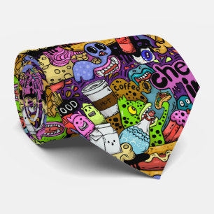 cool tiled graffiti pattern  tie