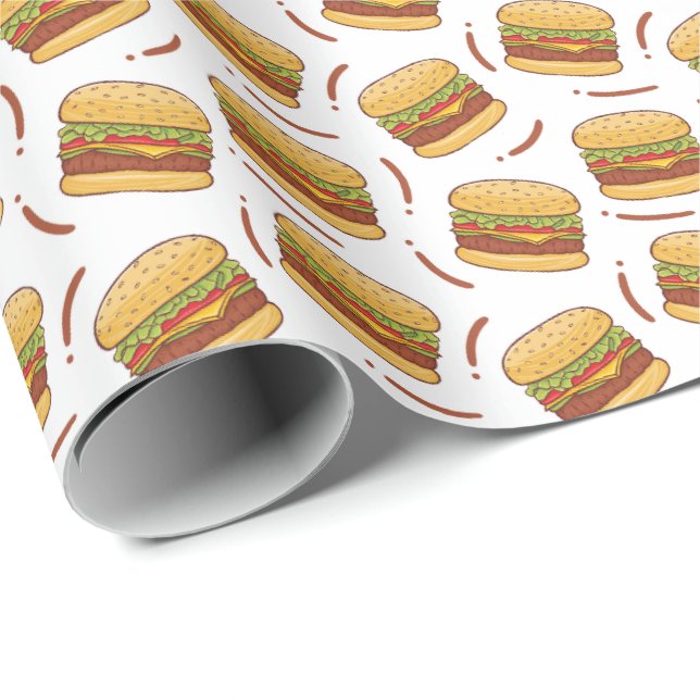 cool tiled hamburger pattern party wrapping paper (Roll Corner)