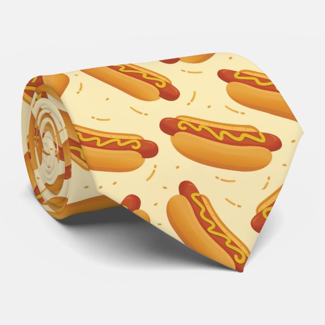 cool tiled hotdog pattern tie (Rolled)
