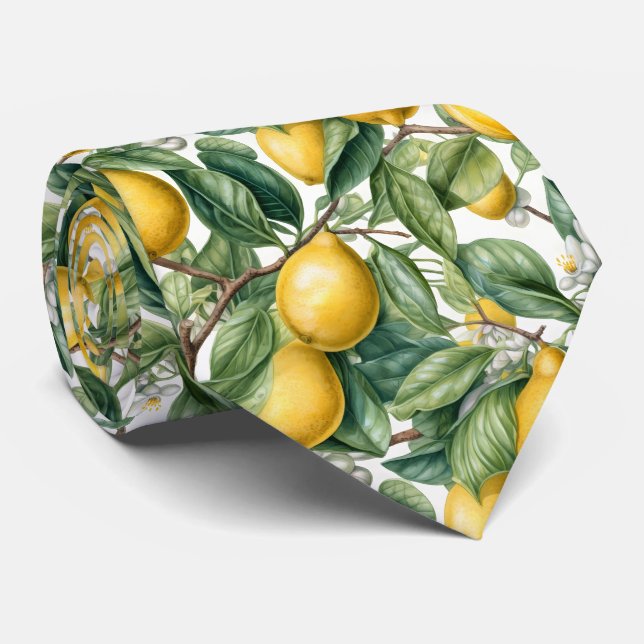 Cool tiled lemon fruit pattern  tie (Rolled)