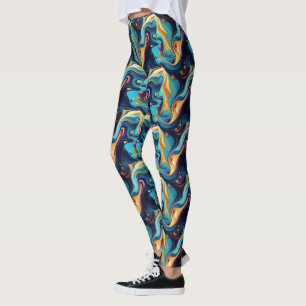 Cool tiled liquid abstract pattern leggings