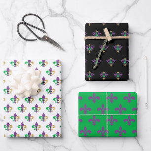 cool tiled mardi gras party wrapping paper sheet