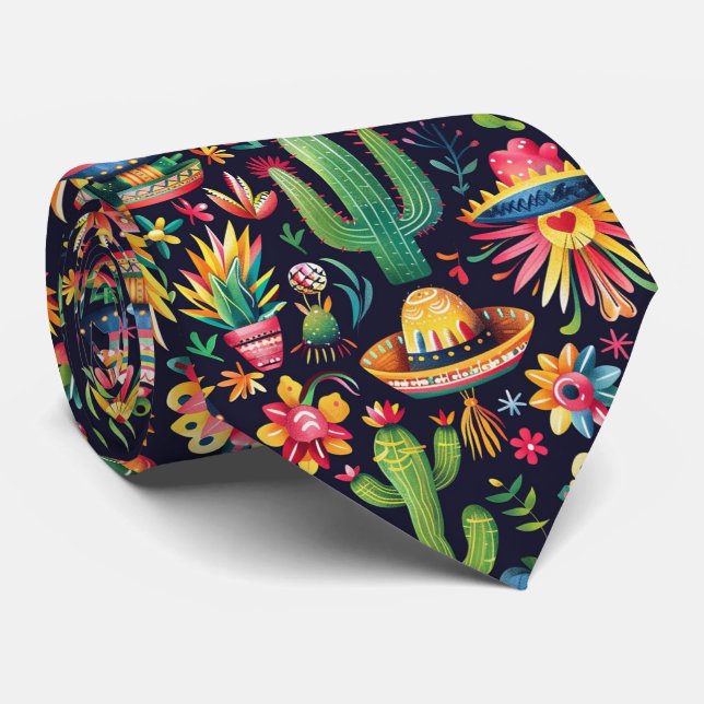 Cool tiled Mexican pattern  Tie (Rolled)