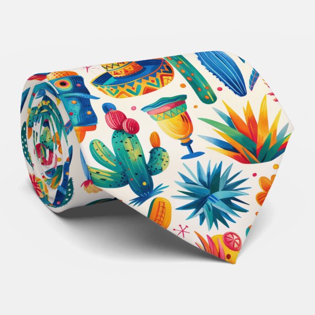 Cool tiled Mexican pattern Tie (Rolled)