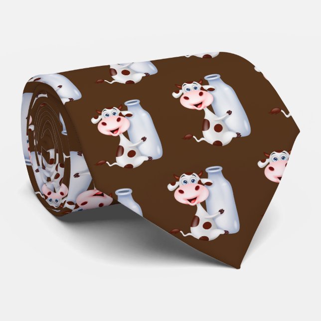 Cool tiled milk cow pattern  tie (Rolled)