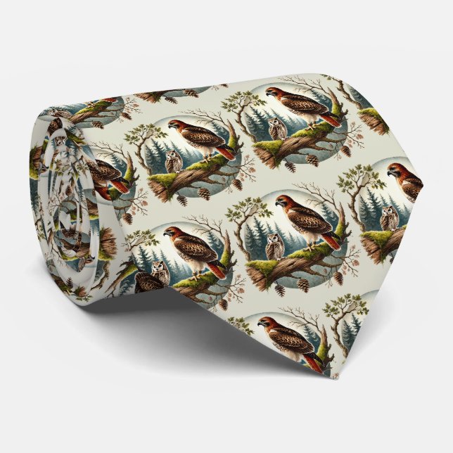 Cool tiled owl eagle pattern  tie (Rolled)