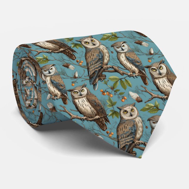 Cool tiled owl pattern  tie (Rolled)