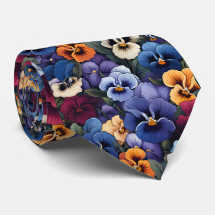 Cool tiled pansy pattern  tie