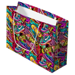 Cool tiled pattern comic graffiti teen  large gift bag