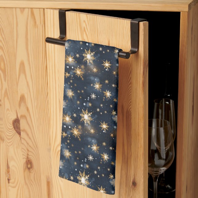 Cool tiled pattern Seasonal snowflakes  Kitchen Towel (Thirds Fold)