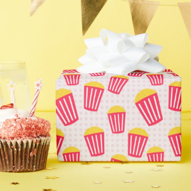 cool tiled popcorn Movie party Wrapping Paper (Birthday Party)