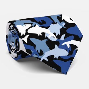 cool tiled shark beach pattern tie