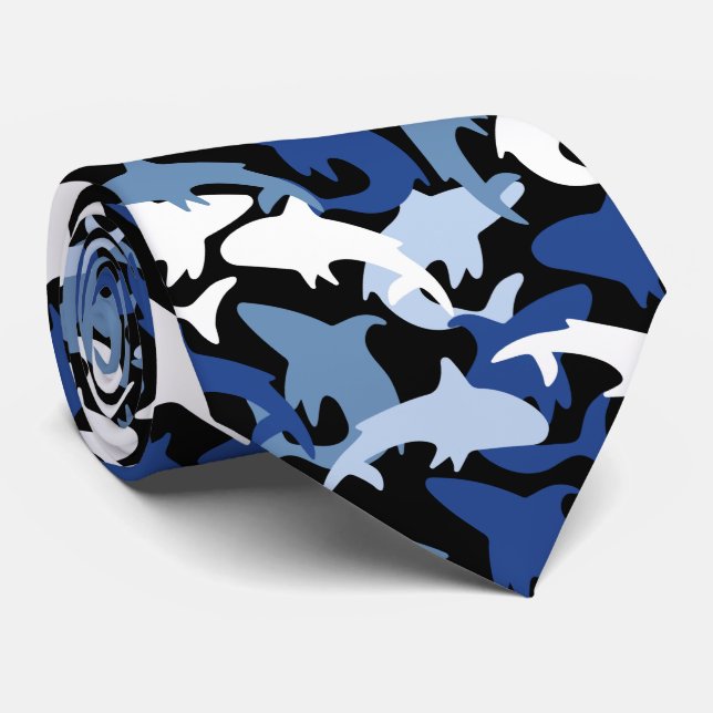 cool tiled shark beach pattern tie (Rolled)