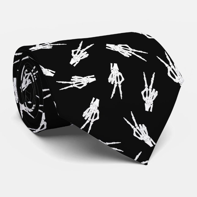 cool tiled skeleton hands Halloween party Tie (Rolled)