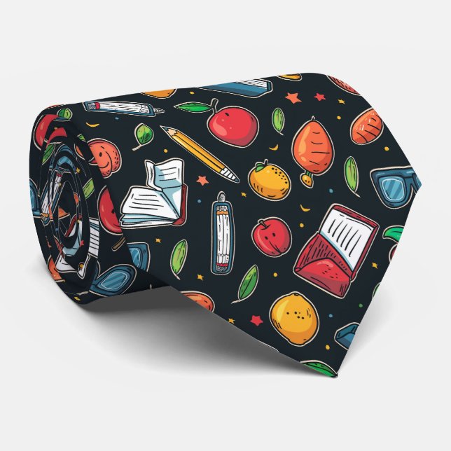 Cool tiled Teacher School pattern Tie (Rolled)