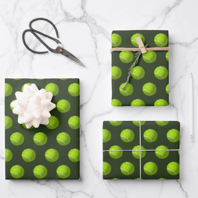 cool tiled tennis ball sports lovers wrapping paper sheet (Front)