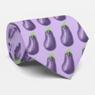 Cool tiled vegetable pattern eggplant  tie