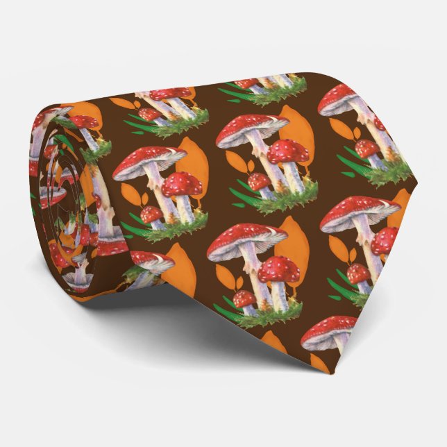 Cool tiled vegetable pattern mushroom tie (Rolled)