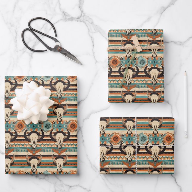 Cool tiled Western party  Wrapping Paper Sheet (Front)
