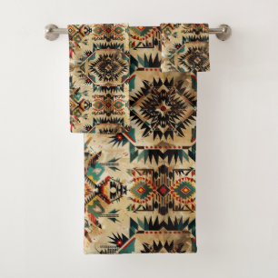 Cool tiled Western pattern  Bath Towel Set