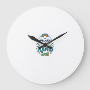 Cool To Be Kind Rainbow Caterpillar Shirt Design_1 Large Clock